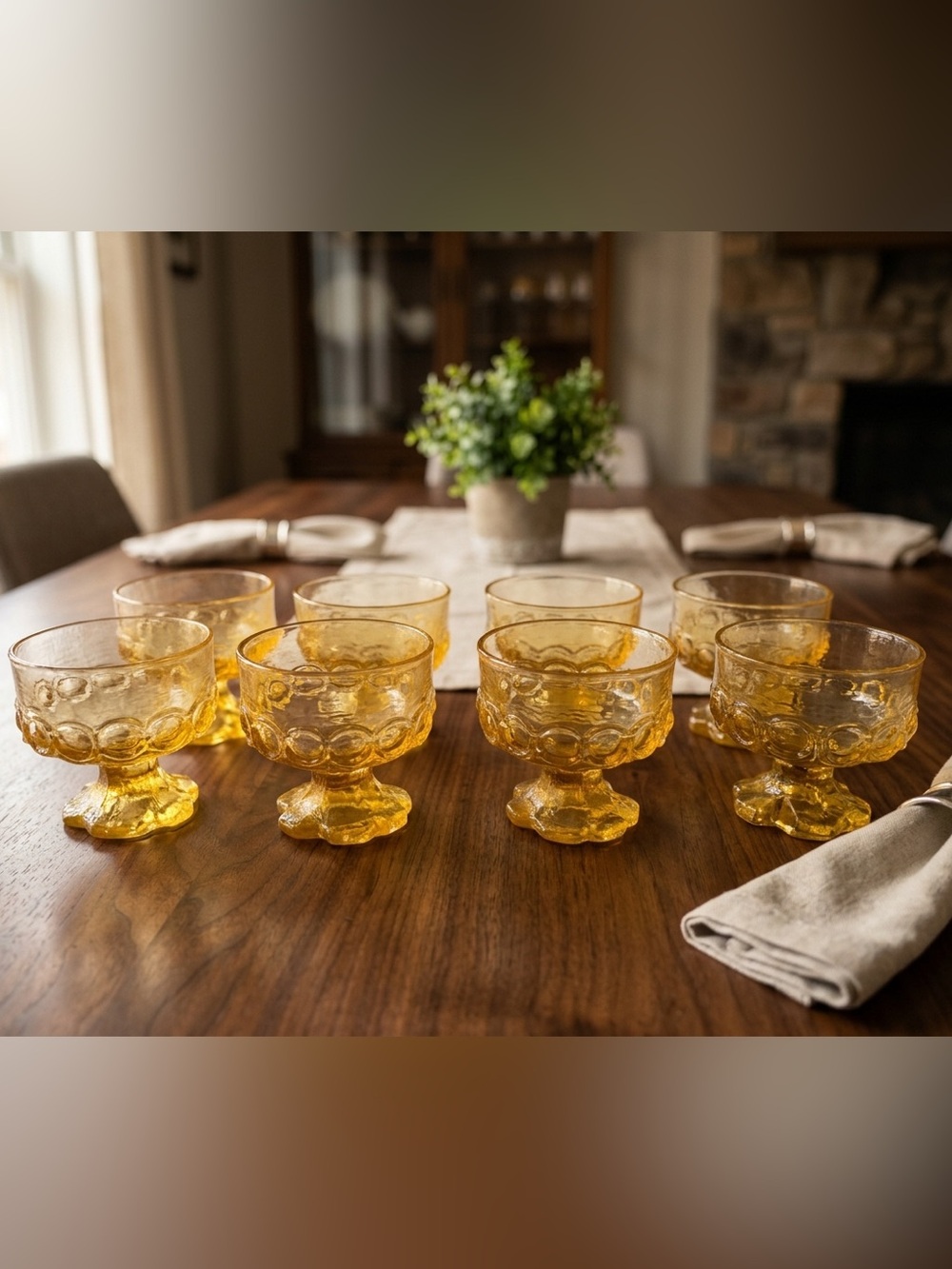 Vintage Tiffin Franciscan Madeira Cornsilk Yellow Sherbet Glasses - Set of 8
